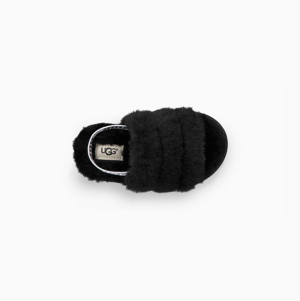 Dětské Sandály UGG Fluff Yeah Pantofle Černé | RJ03UDF4