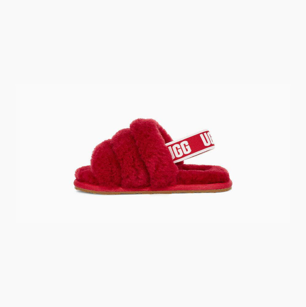 Dětské Sandály UGG Fluff Yeah Pantofle Červené | WQFVC23P