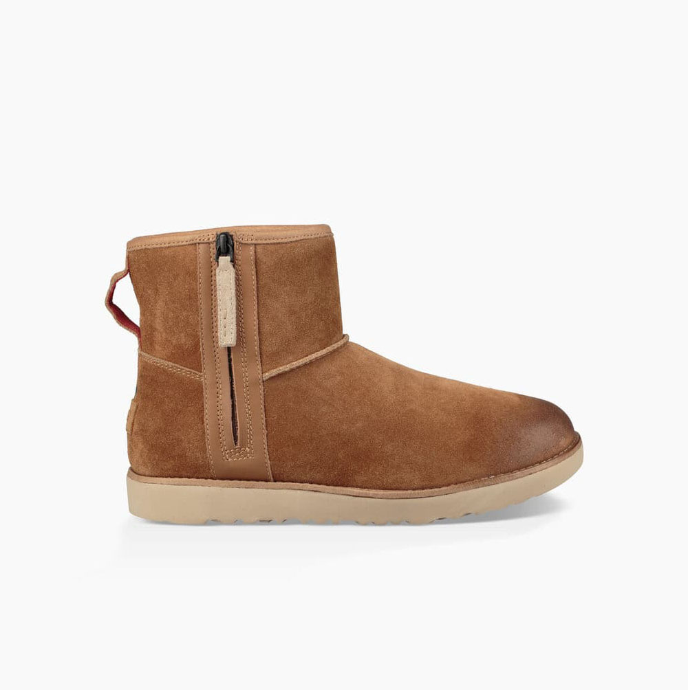 Pánské Classic Boots UGG Classic Mini Zip Weather Hnědé | 12YNJY1P