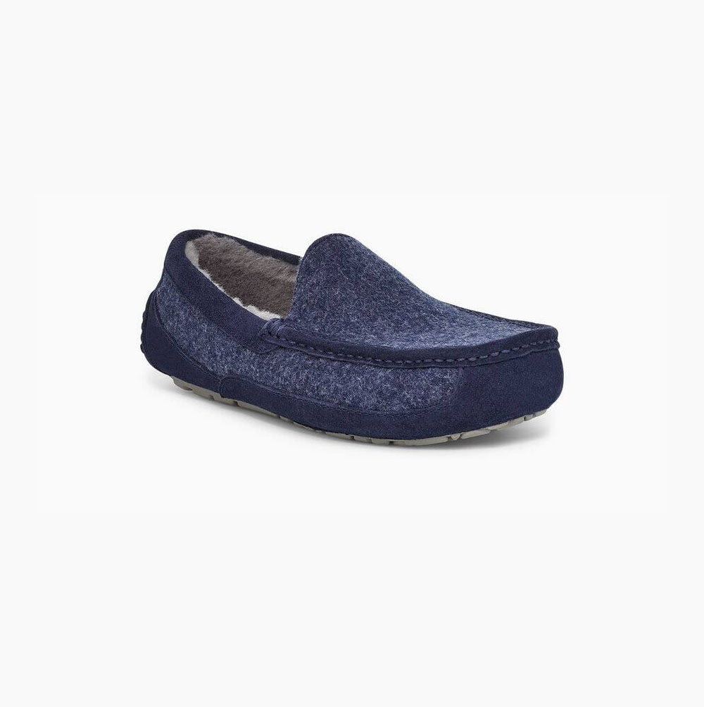 Pánské Loafers UGG Ascot Vlna Tmavě Blankyt | 0O5NWGY0