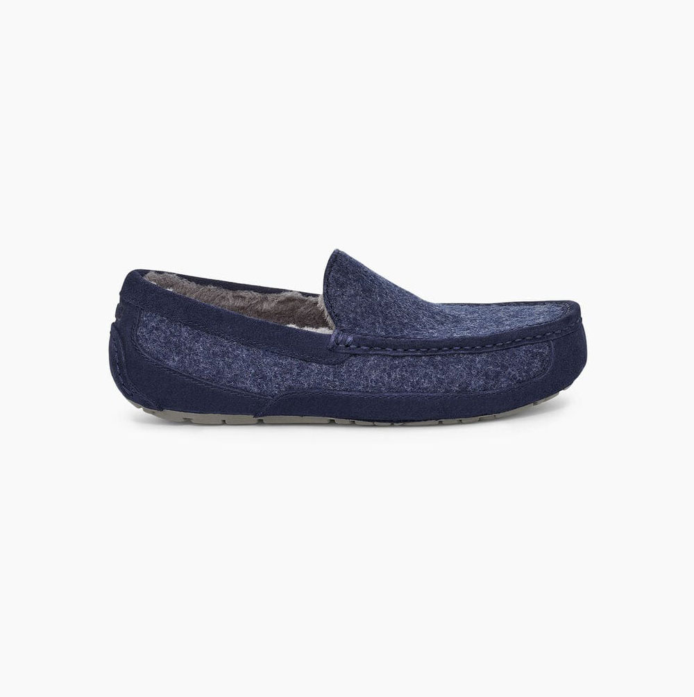 Pánské Loafers UGG Ascot Vlna Tmavě Blankyt | 0O5NWGY0