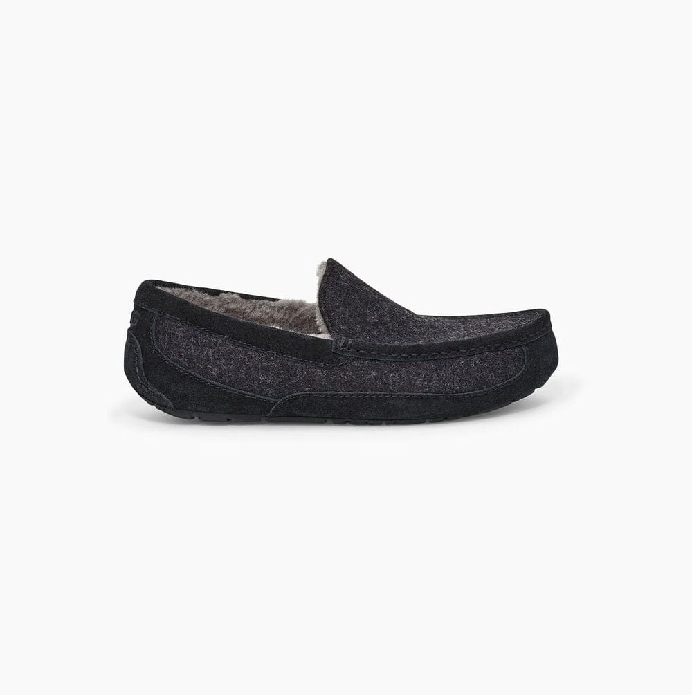 Pánské Loafers UGG Ascot Vlna Černé | 0OA1MJJW