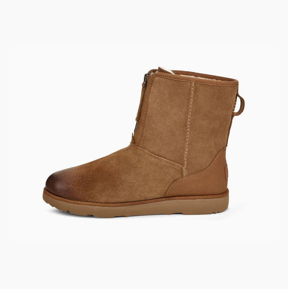 Pánské Nízké Kozačky UGG Classic Front Zip Weather Hnědé | 081WLGFH