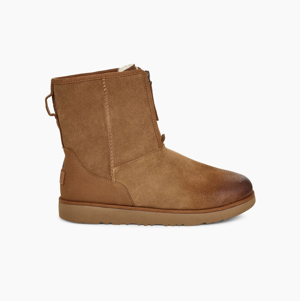 Pánské Nízké Kozačky UGG Classic Front Zip Weather Hnědé | 081WLGFH