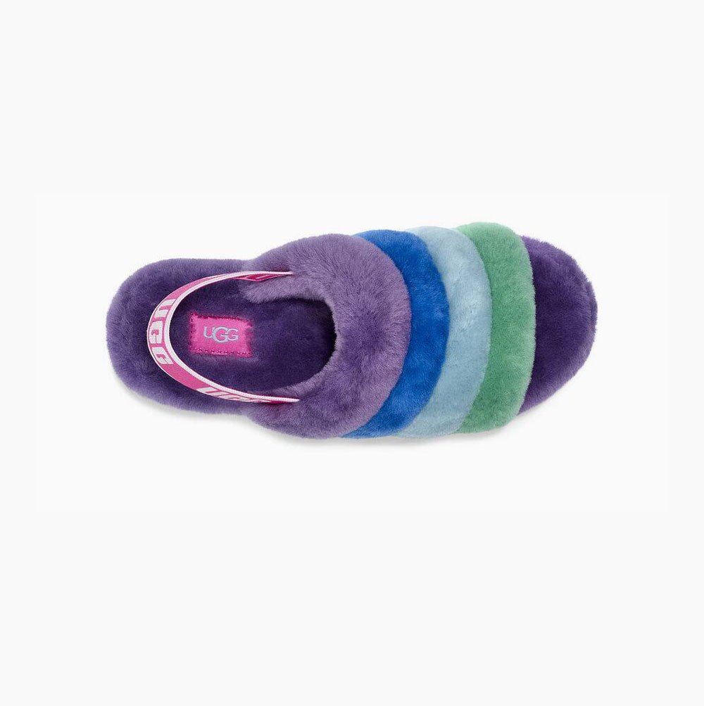 Pánské Pantofle Na Platformě UGG Pride Fluff Yeah Viacfarebný Fialové | 1DLXHTFH