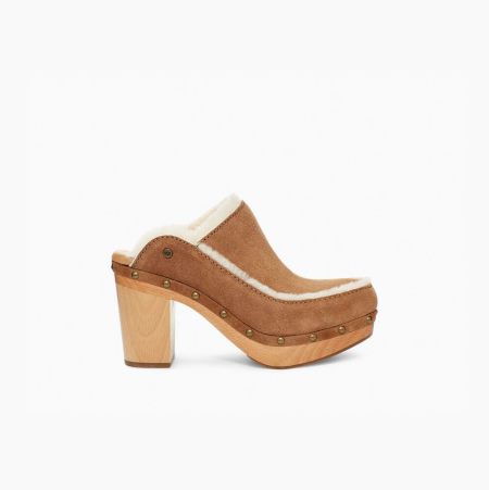 Dámské Boty Mules UGG Aubriana Heels Hnědé | D67XF4S2