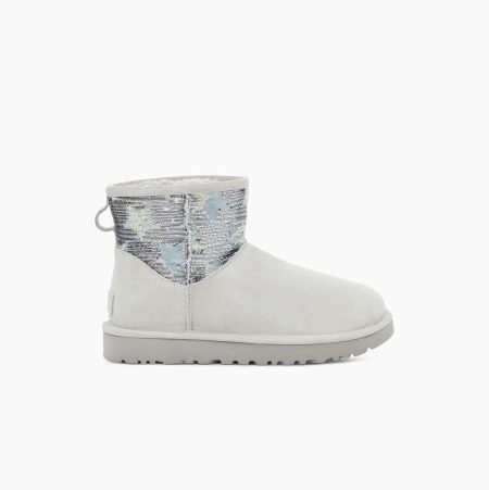 Dámské Classic Boots UGG Classic Mini Sequin Stars Šedé Fialové | S9UJMO27