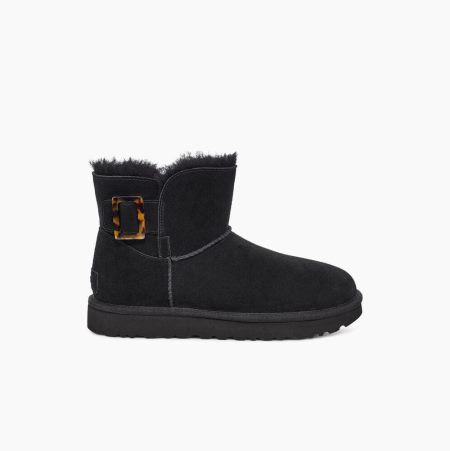 Dámské Mini Boots UGG Mini Bailey Módní Přezkou Černé | 9ZF3A26O