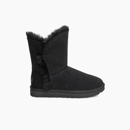 Dámské Nízké Kozačky UGG Classic Fluff High-Low Černé | HPADOCW2