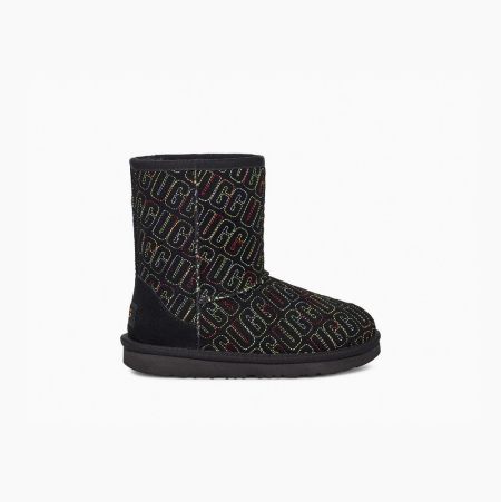 Dětské Classic Boots UGG Classic II Grafická Stitch Černé | J4ZBAVKH