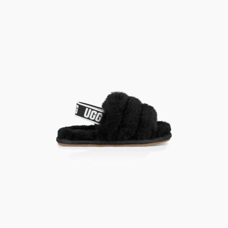 Dětské Sandály UGG Fluff Yeah Pantofle Černé | 4YED04RA