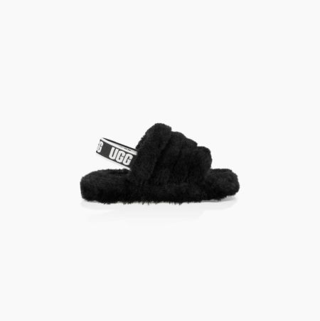 Dětské Sandály UGG Fluff Yeah Pantofle Černé | 9U2QIXCZ