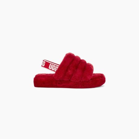 Dětské Sandály UGG Fluff Yeah Pantofle Červené | A1KXKMGB